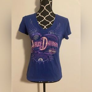 EUC Harley Davidson Blue & Purple Panama City Beach, Florida Graphic Tee size M
